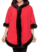 Girls & Teens Faux Cashmere Red Hooded Cape K1334
